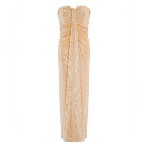 Needle & Thread Amora Strapless Ankle Gown | Gold | US 4